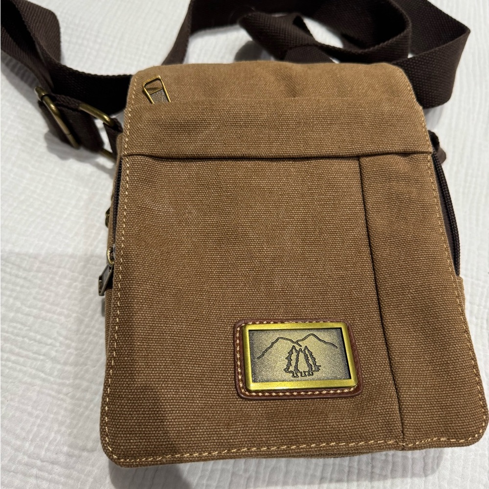 Brown Canvas Crossbody Bag. Man or Woman.